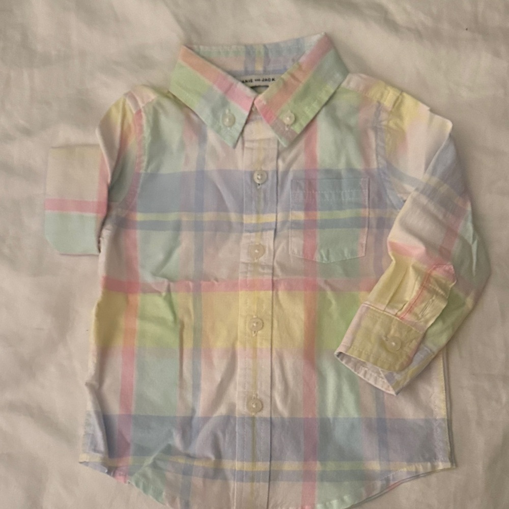 Janie and Jack Pastel Plaid Button Down Shirt